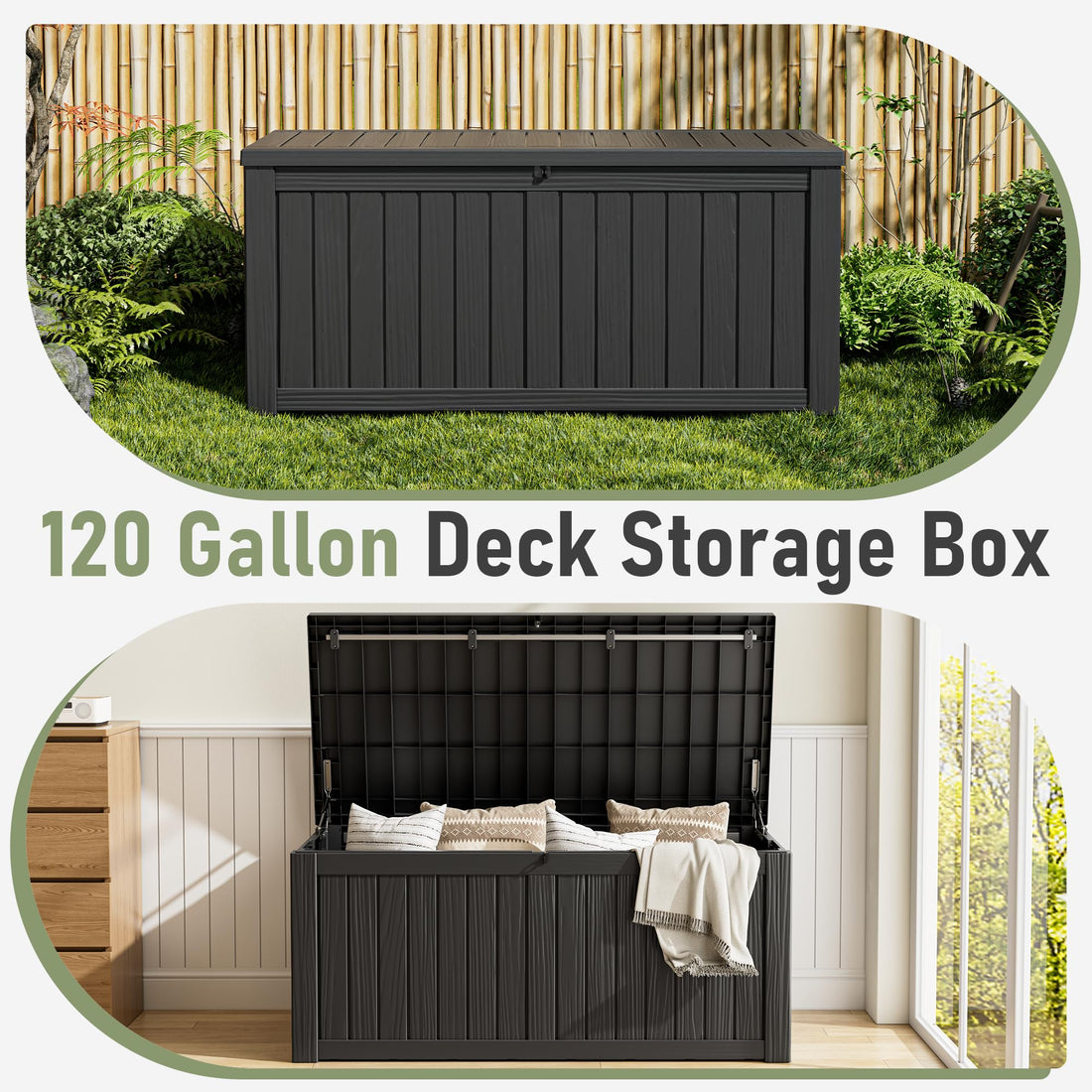 32-Gallon Resin Deck Box 2-Pack, Black