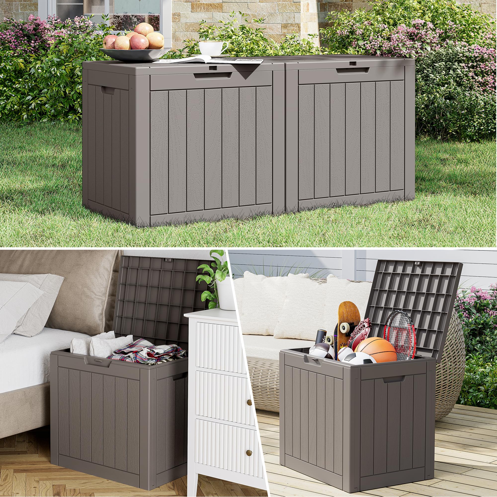 32-Gallon Resin Deck Box 2-Pack, Black