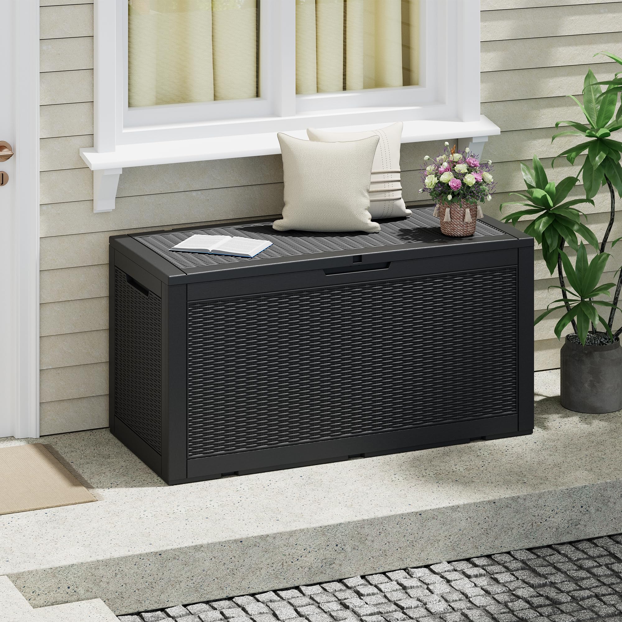 32-Gallon Resin Deck Box 2-Pack, Black