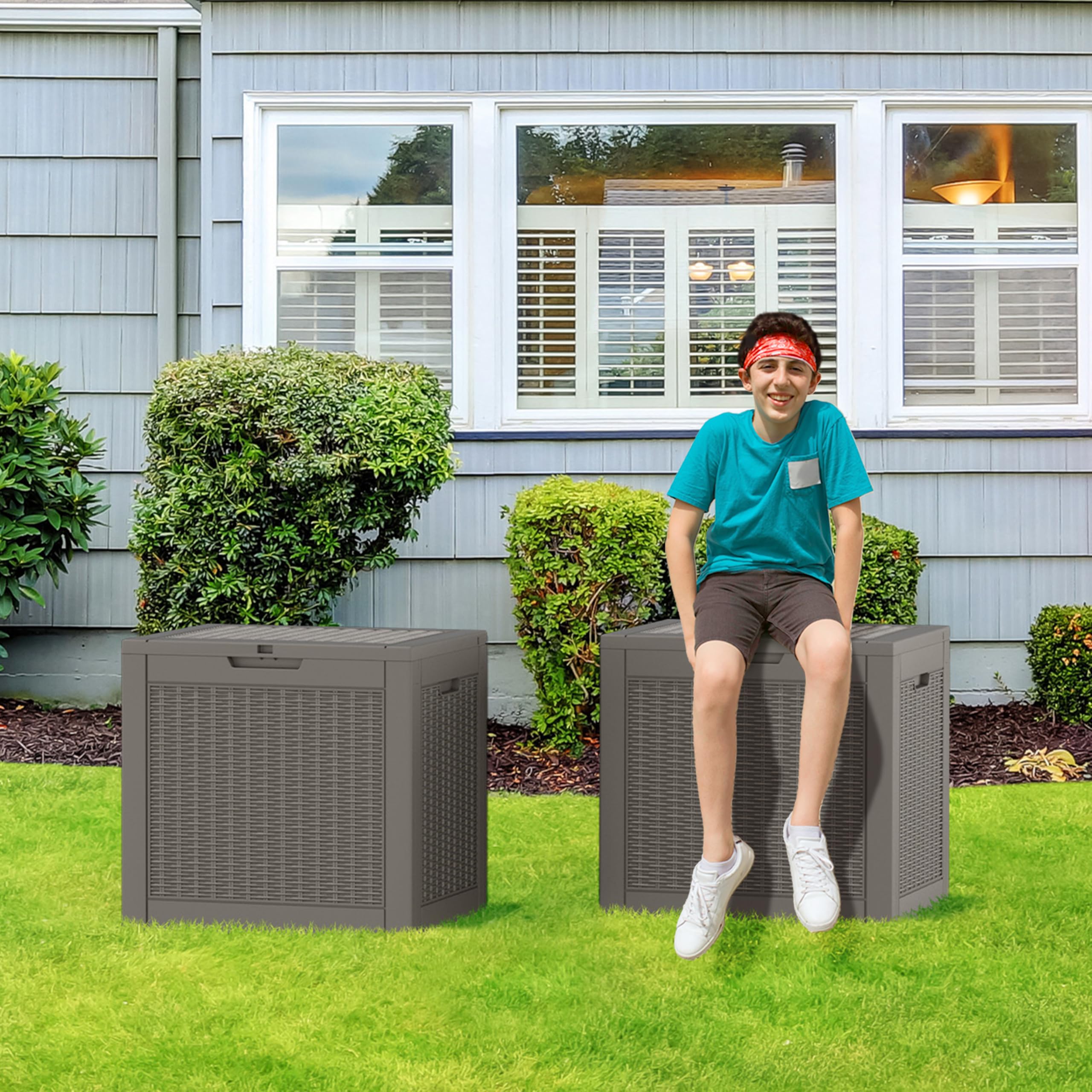 32-Gallon Resin Deck Box 2-Pack, Black