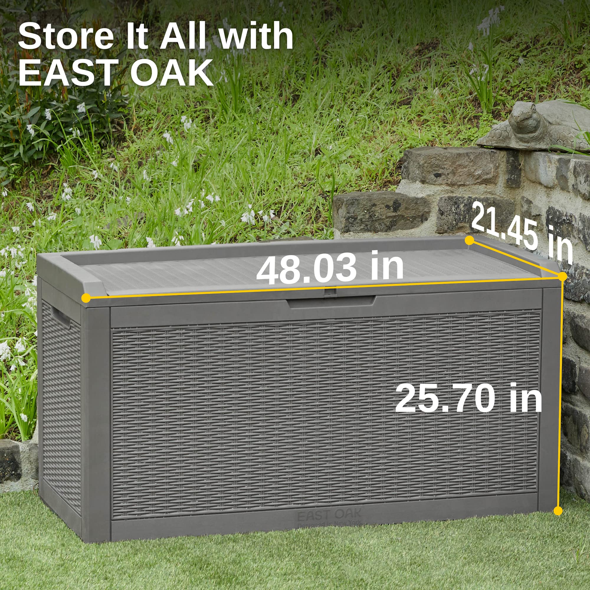 EAST OAK 31-Gallon Outdoor Deck Box, Grey