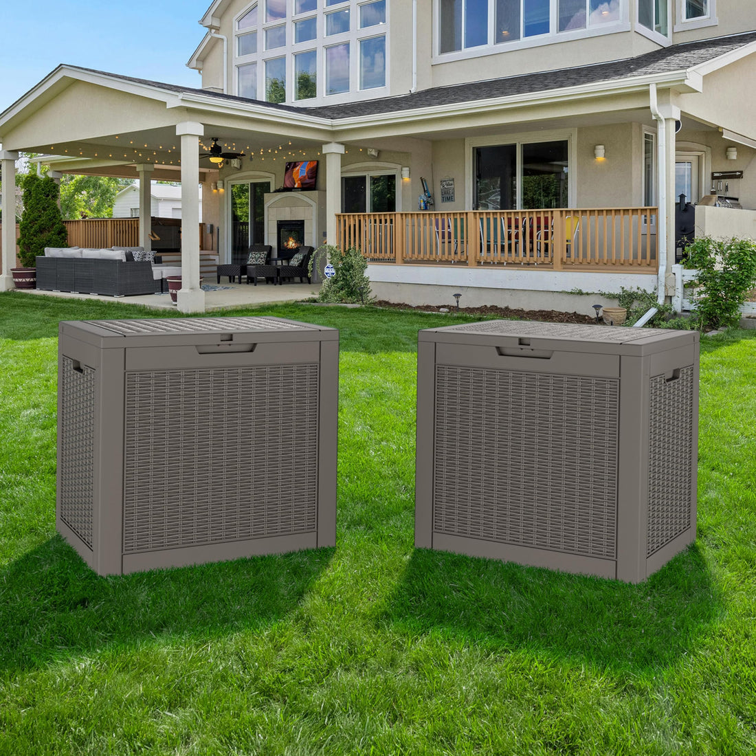 32-Gallon Resin Deck Box 2-Pack, Black