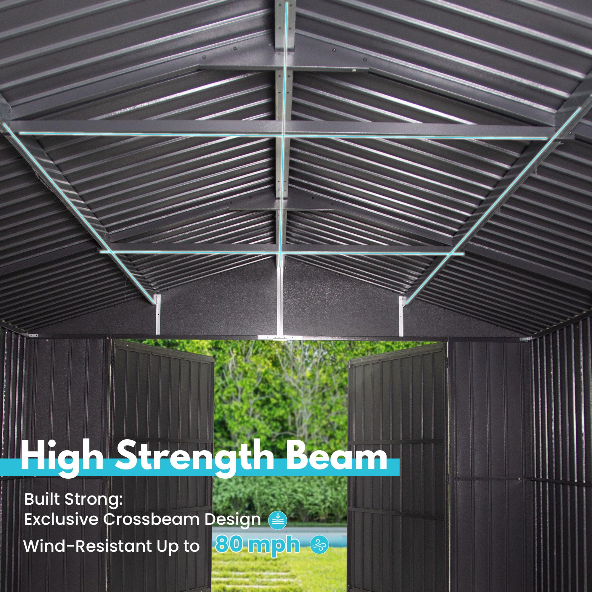 Domi 12'x25' Heavy-Duty Metal Garage Shed