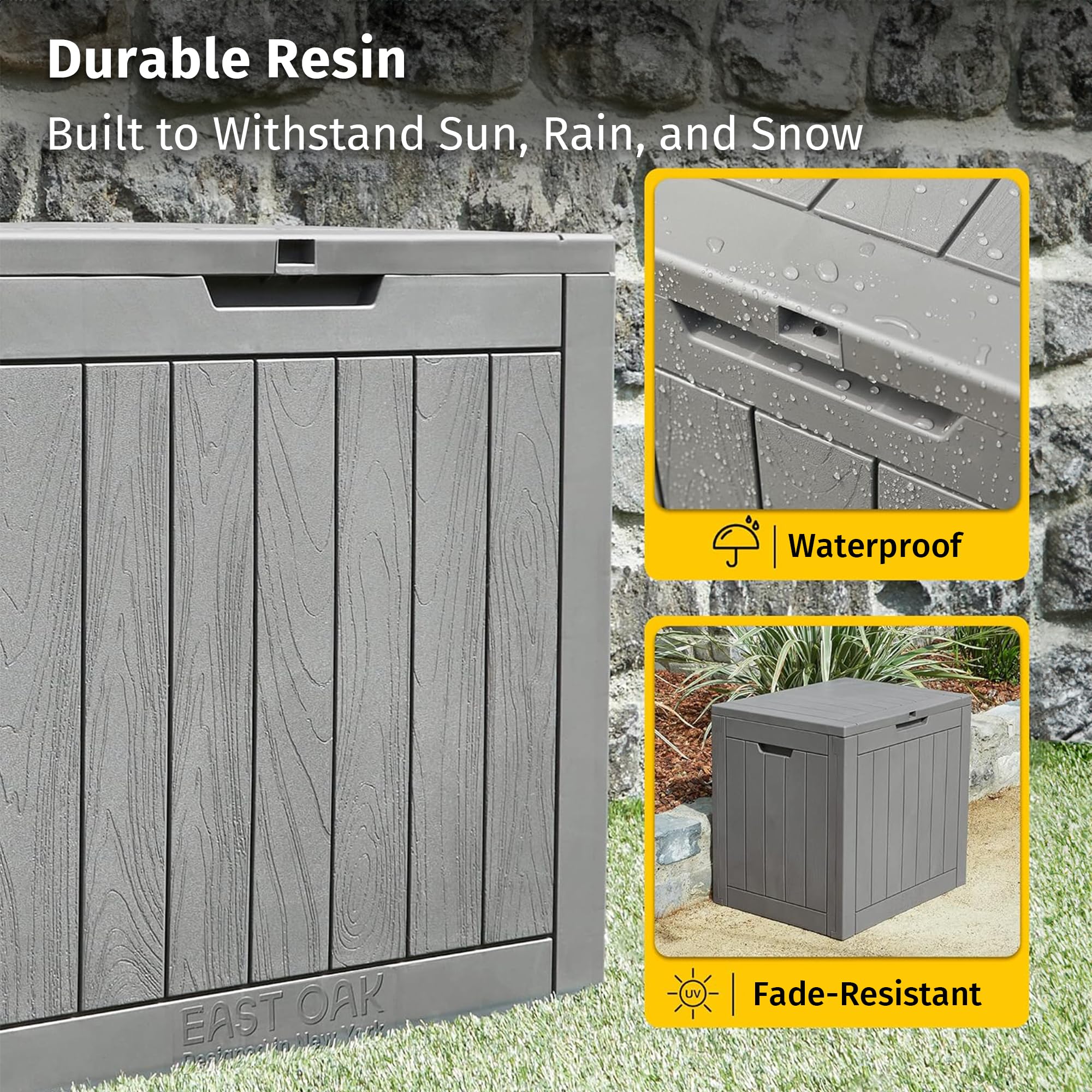 EAST OAK 31-Gallon Outdoor Deck Box, Grey