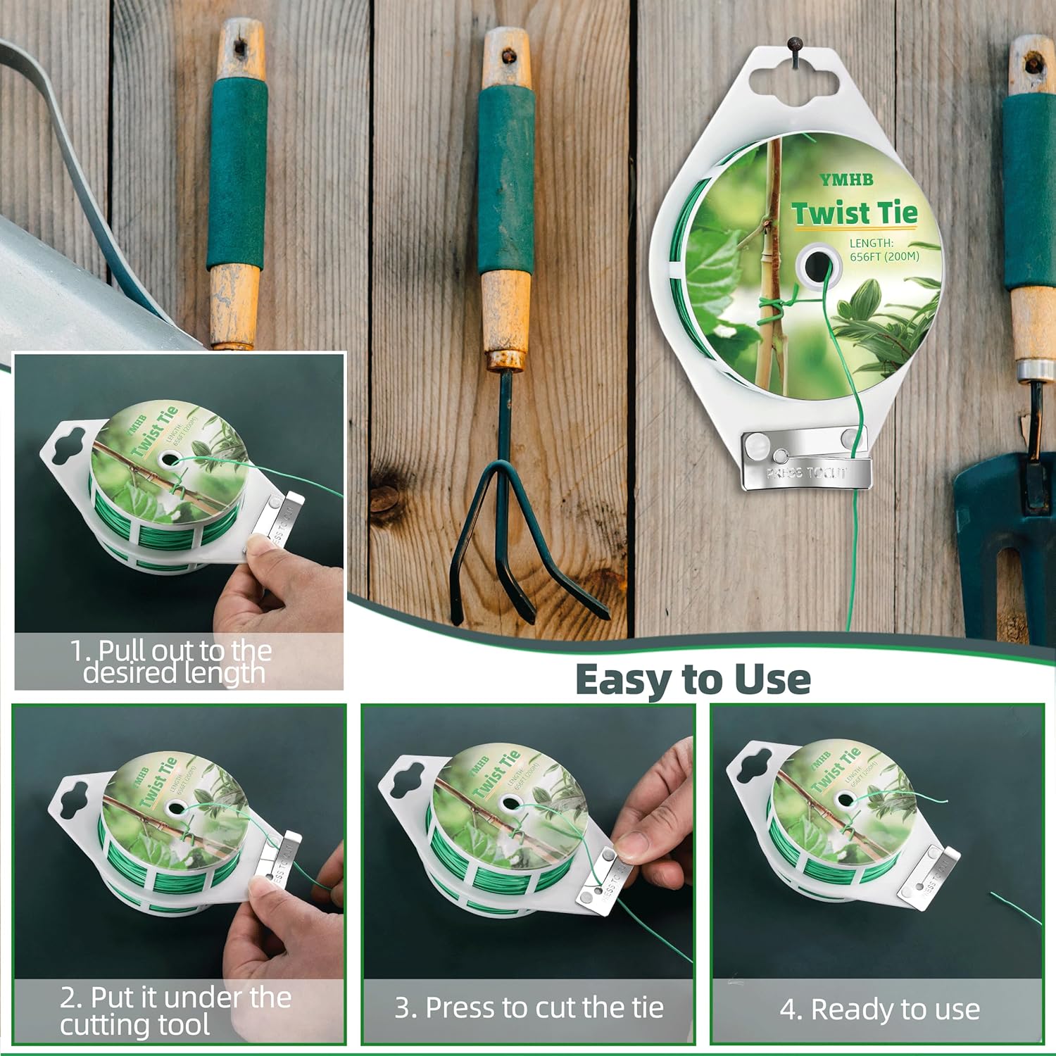 "Green Garden Twist Ties 656ft with Cutter"