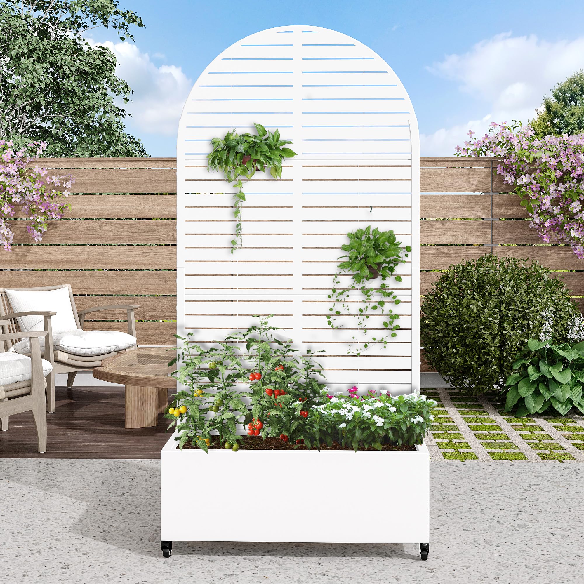 Casaphoria Metal Raised Garden Bed with Trellis