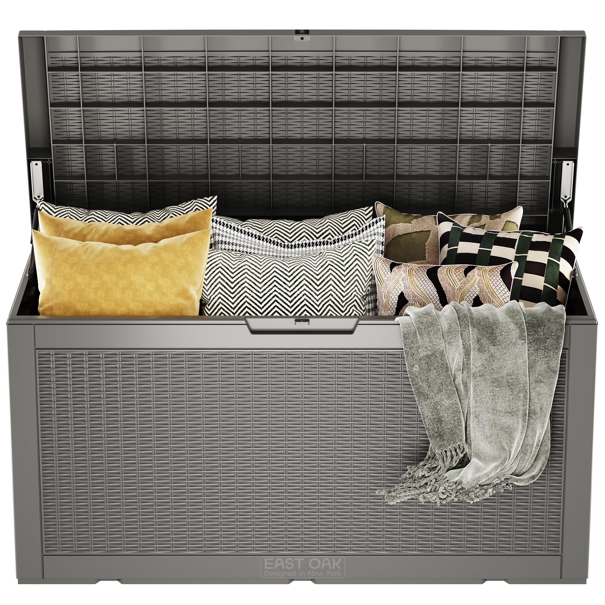 EAST OAK 31-Gallon Outdoor Deck Box, Grey