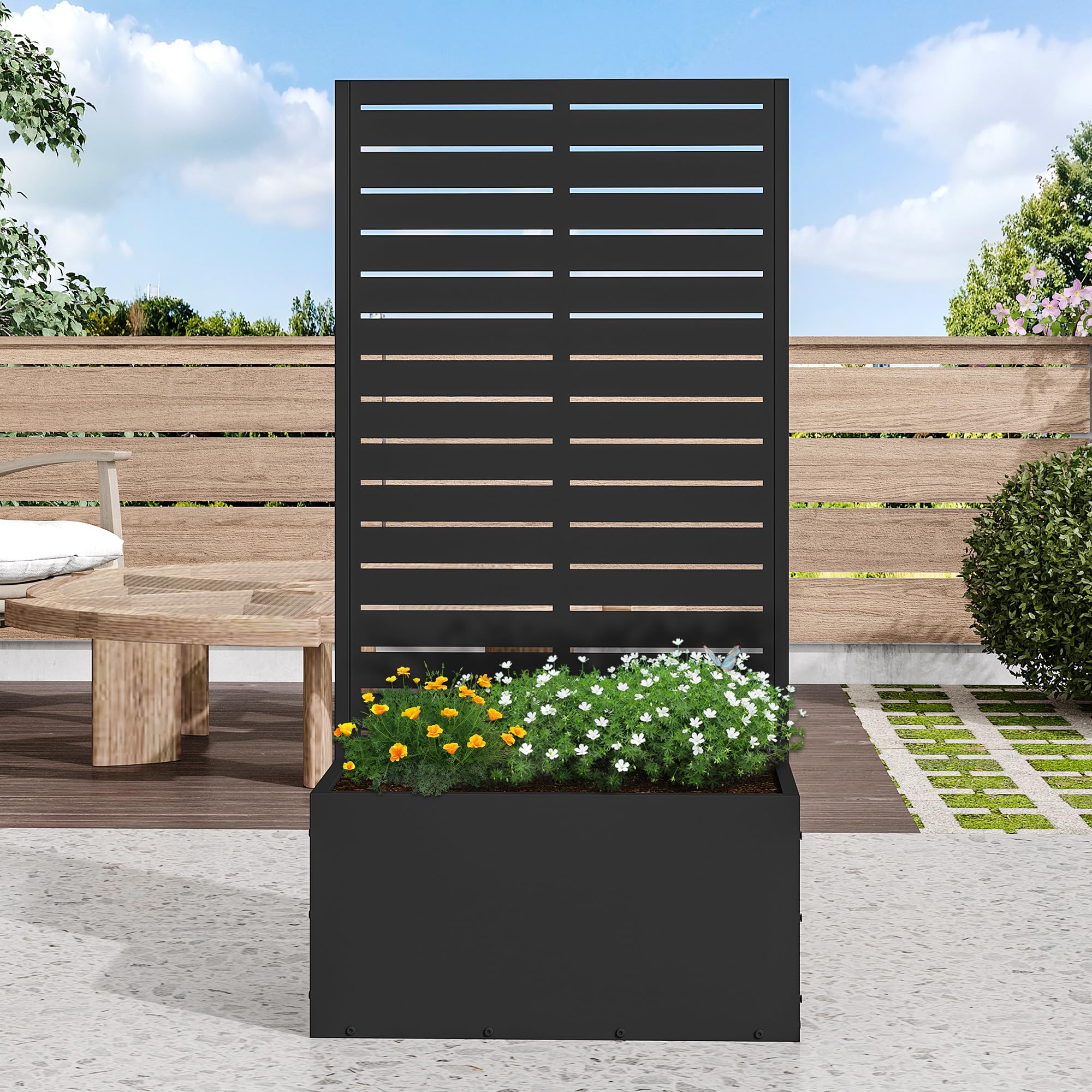 Casaphoria Metal Raised Garden Bed with Trellis