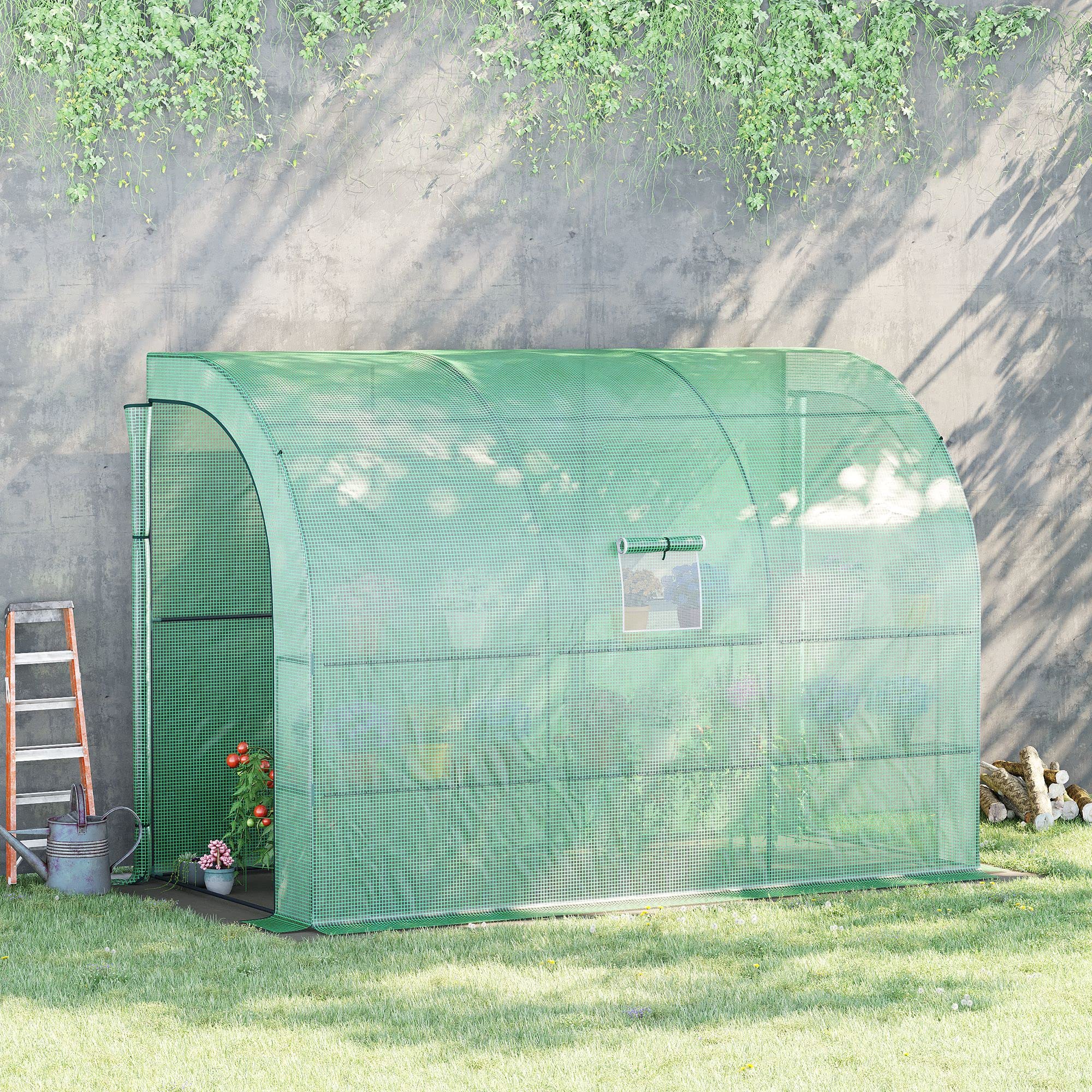 Outsunny 10'x5'x7' Lean-To Walk-in Greenhouse